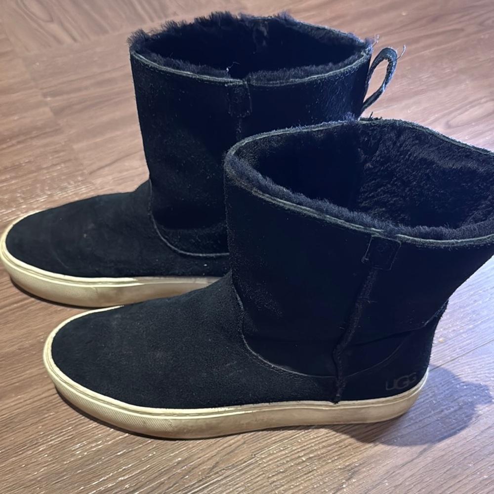 UGG Declan Black Suede Fur-Lined Boots
